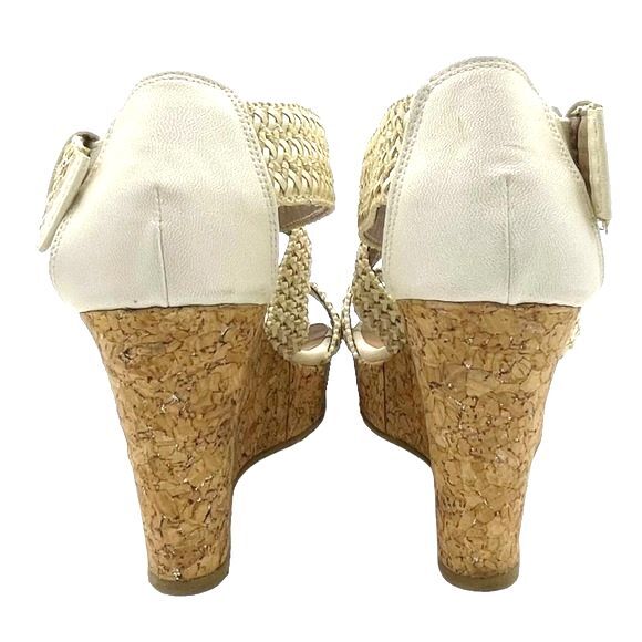 Buckle BKE Sole Reid Cream & Cork Platform Woven Strap Sandals Women’s Size 8.5 - Picture 10 of 15
